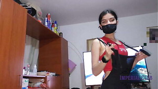 That babe tries on her underclothes in foreside of me so I have a right to fuck her and I fuck her trifle times