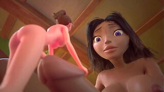 3DGSPOT - Petite Meets Giant! Breasty Futanari Honey Tasks Petite Brunette hair - Formal TRAILER