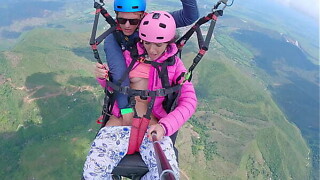 Juicy Fur pie SQUIRTING IN THE SKY 2200m High In The Clouds while PARAGLIDING